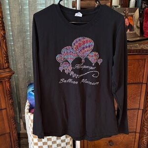 Albuquerque hot air, balloon, fiesta Black Long Sleeve Top with Balloon Design
